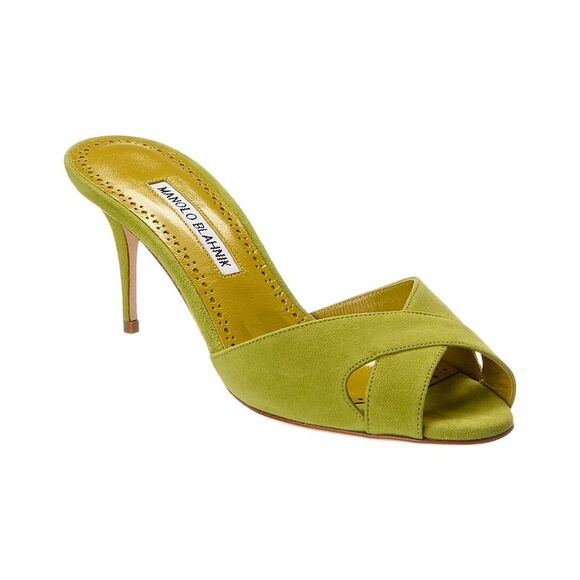 Manolo Blahnik Shoes - Manolo Blahnik Mumbimu 70 Suede Mule, Green